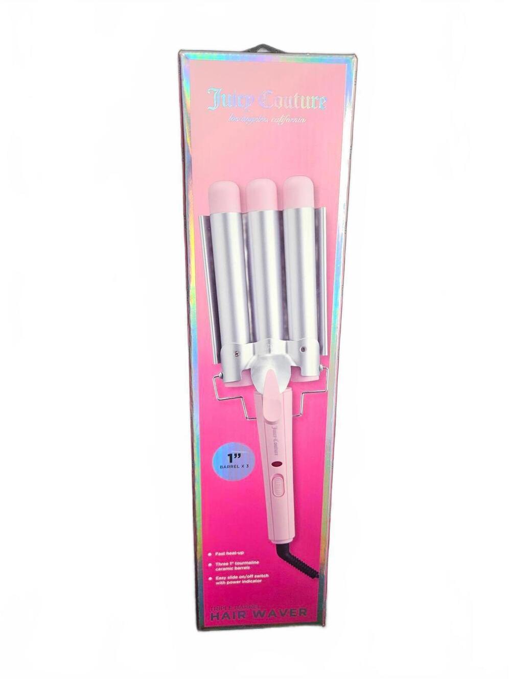 Juicy Couture Triple Barrel Hair Waver Pink Ceramic 1" Beach Waves NIB